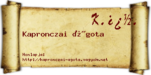 Kapronczai Ágota névjegykártya